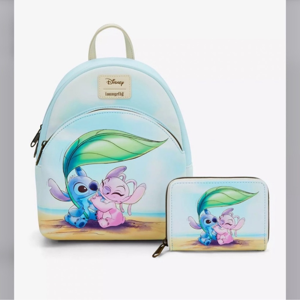 Loungefly Disney Stitch & Angel Beach Date Mini Backpack& Wallet Set